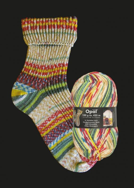 OPAL Sockenwolle 4-fach HUNDERTWASSER 4-fädig Schurwolle 100g/425m bunt Muster