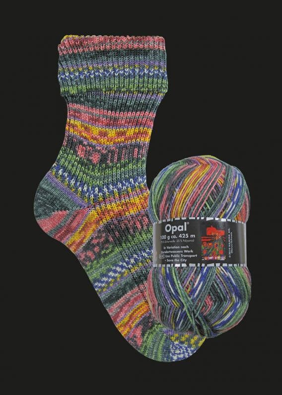 OPAL Sockenwolle 4-fach HUNDERTWASSER 100g/425m bunt Muster