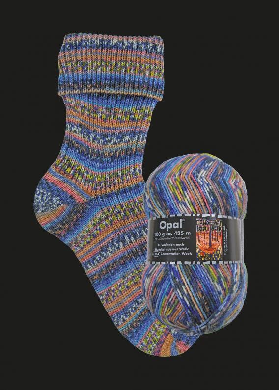 OPAL Sockenwolle 4-fach HUNDERTWASSER 100g/425m bunt Muster