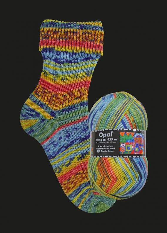 OPAL Sockenwolle 4-fach HUNDERTWASSER 100g/425m bunt Muster