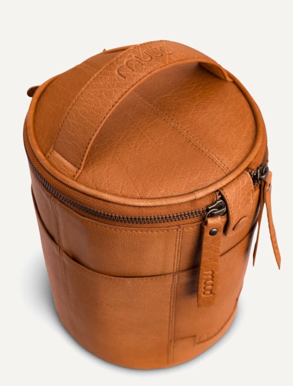 muud Saturn Projekttasche hochwertiges Leder handgefertigte Schultertasche rich brown black whisky