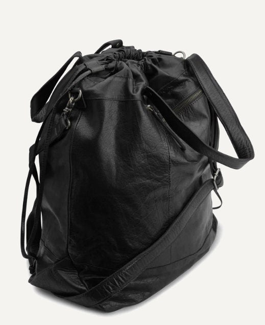 muud Lofoten XL Projekttasche hochwertiges Leder handgefertigte Schultertasche Farbe black whisky Shopper