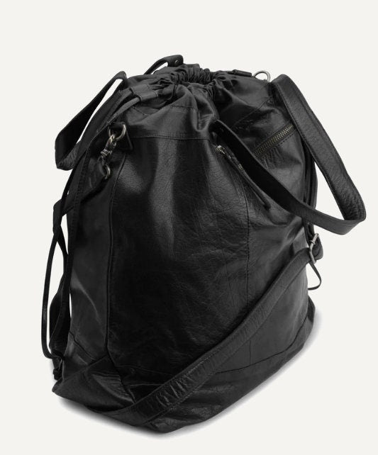 muud Lofoten XL Projekttasche hochwertiges Leder handgefertigte Schultertasche Farbe black whisky Shopper