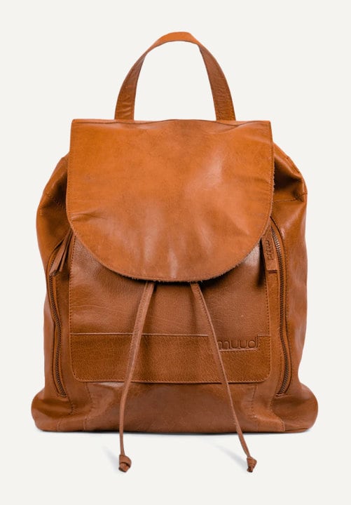 muud Gimo Rucksack aus hochwertigem Leder handgefertigt Farbe black whisky