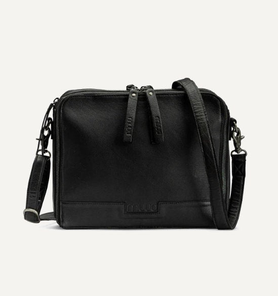 muud Cathy Crossbody - Tasche aus hochwertigem Leder handgefertigt black, whisky