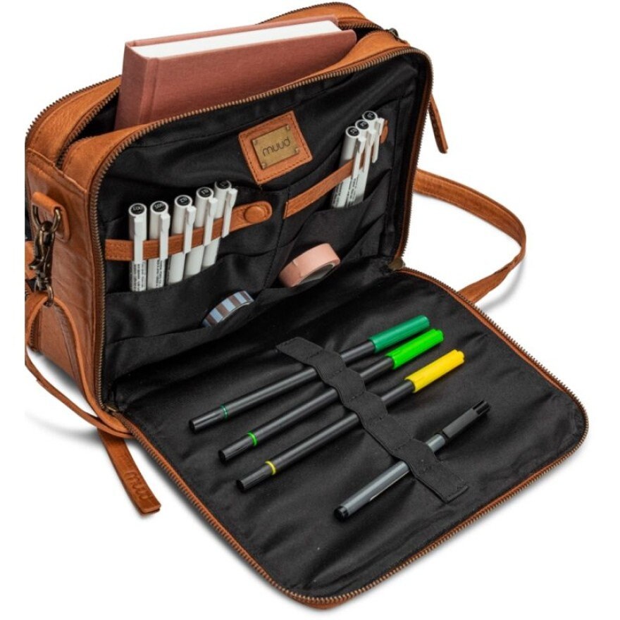 muud Cathy Crossbody - Tasche aus hochwertigem Leder handgefertigt black, whisky