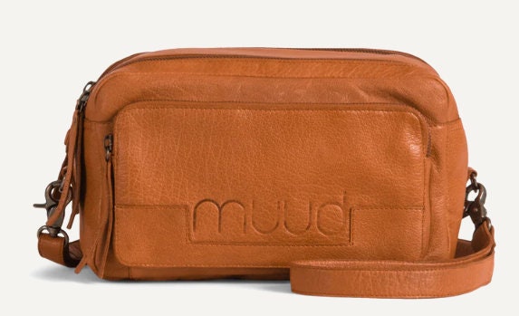 muud Stavanger Projekttasche hochwertiges Leder handgefertigte Crossbody Schultertasche black whisky