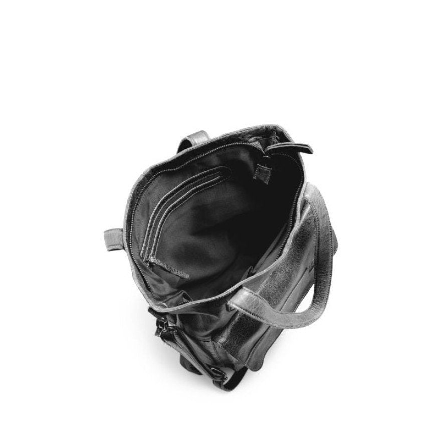 muud Arendal Projekttasche hochwertiges Leder handgefertigte Schultertasche black whisky rich brown