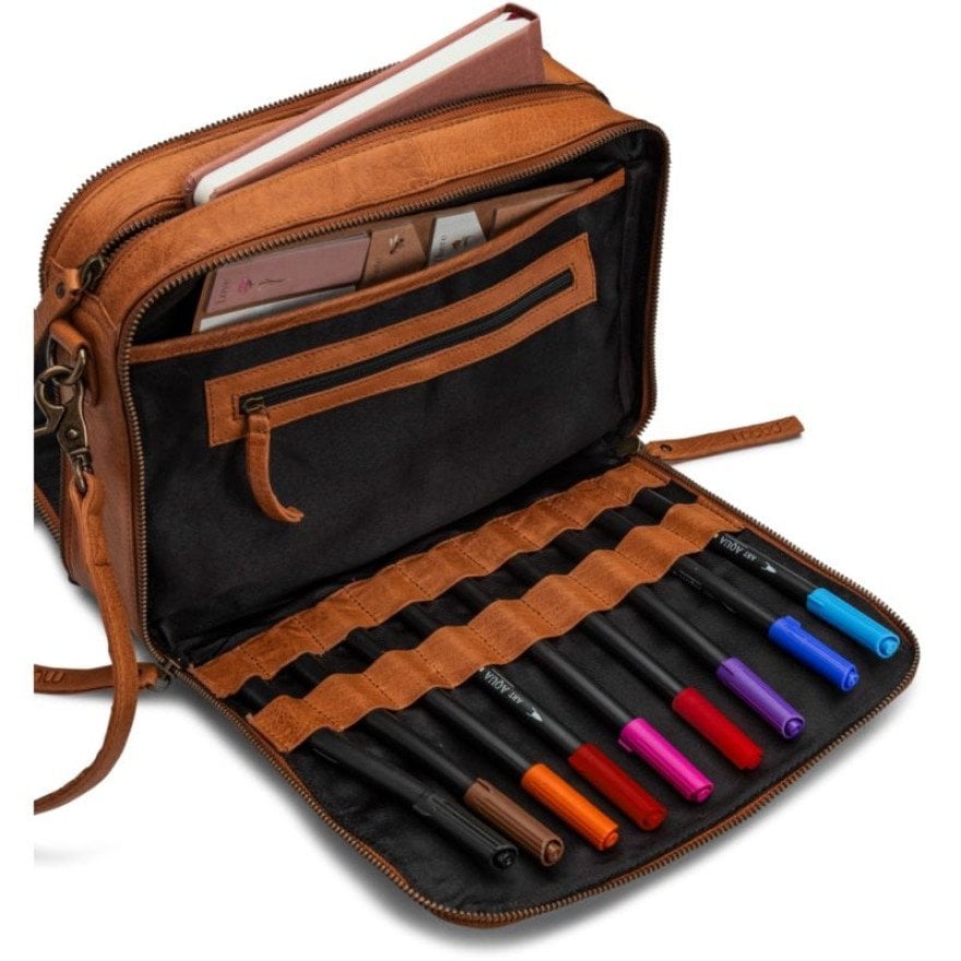 muud Cathy Crossbody - Tasche aus hochwertigem Leder handgefertigt black, whisky