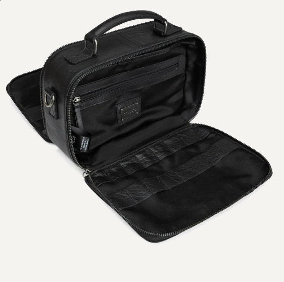 muud Lilly Projekttasche aus hochwertigem Leder handgefertigte Schultertasche Farbe black whisky