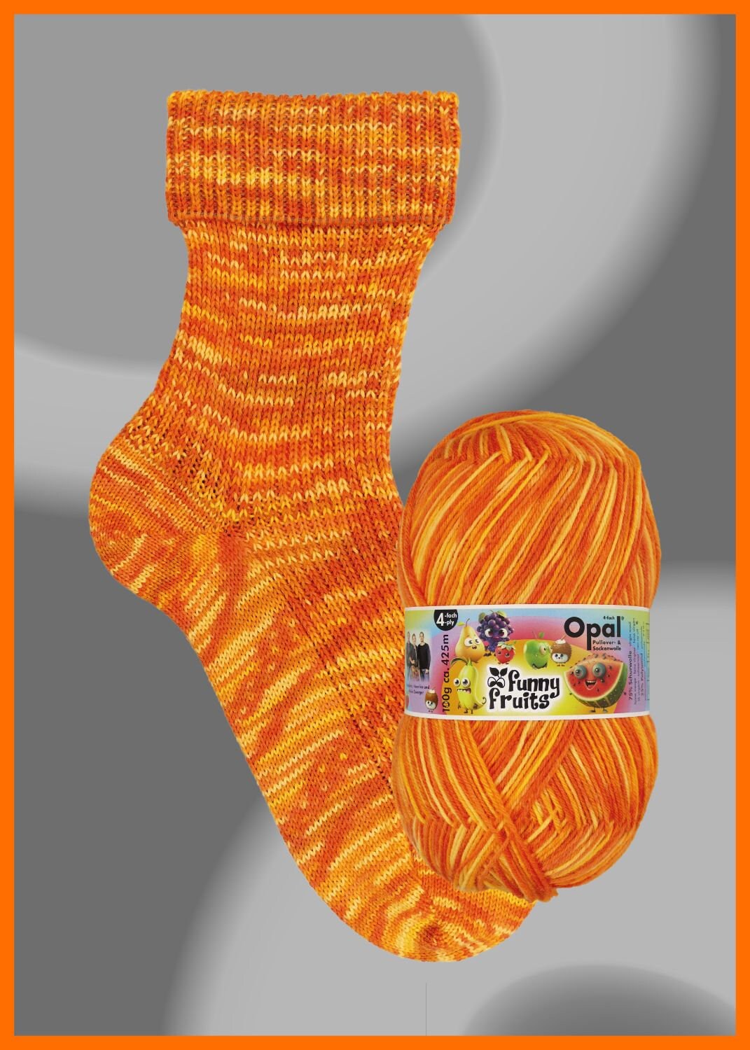 OPAL Sockenwolle 4-fach FUNNY FRUITS 100g/425 m 4-fädig