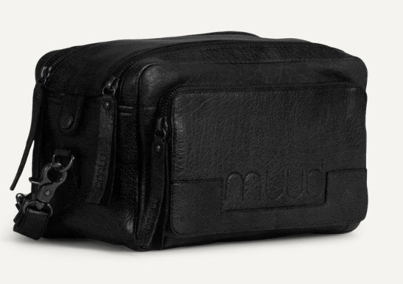muud Stavanger Projekttasche hochwertiges Leder handgefertigte Crossbody Schultertasche black whisky