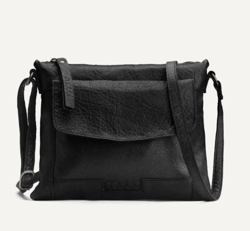 muud Vadsø Projekttasche hochwertiges Leder handgefertigte Umhängetasche black whisky