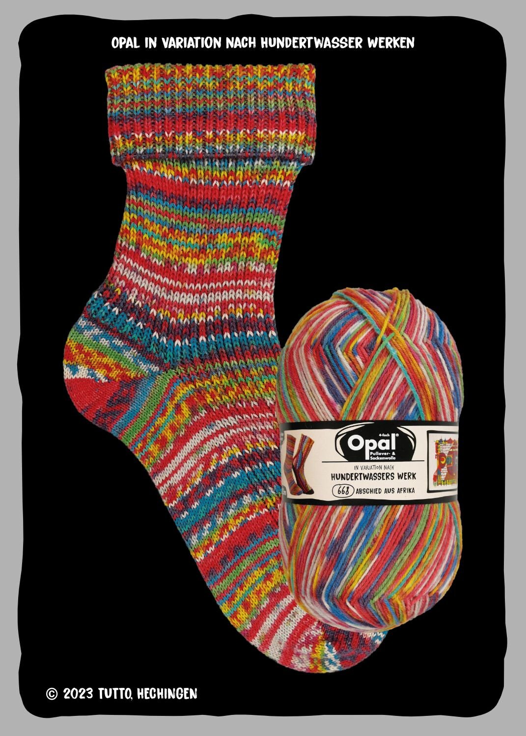 OPAL Sockenwolle HUNDERTWASSER 4-fädig Schurwolle 100g/425m Socken bunt Muster