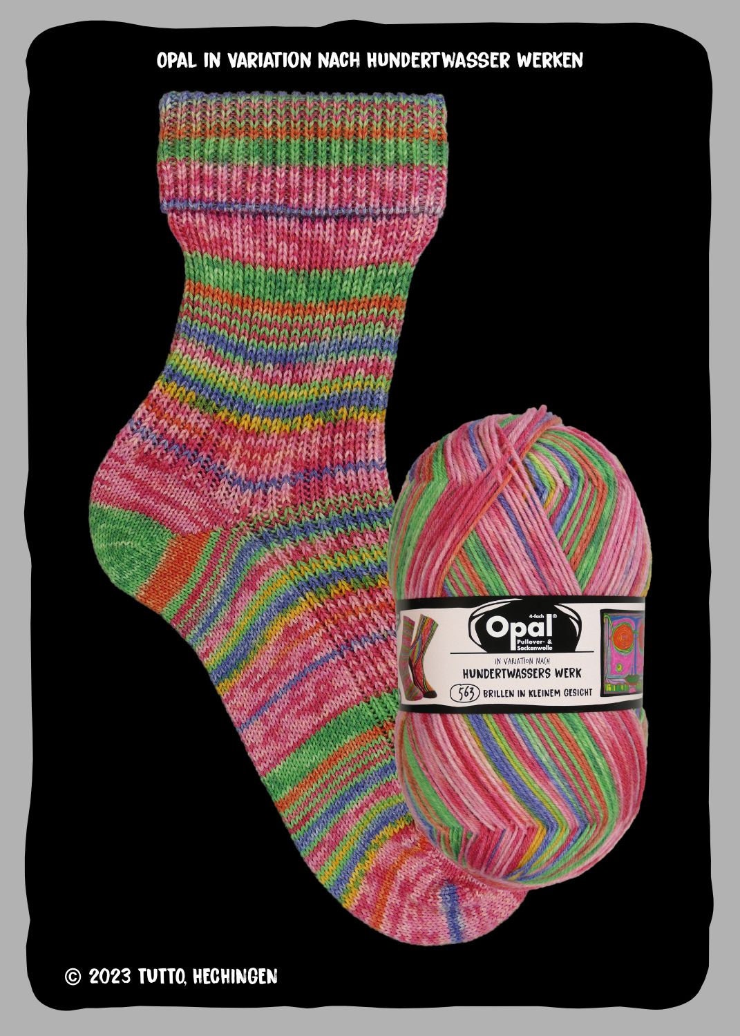OPAL Sockenwolle HUNDERTWASSER 4-fädig Schurwolle 100g/425m Socken bunt Muster