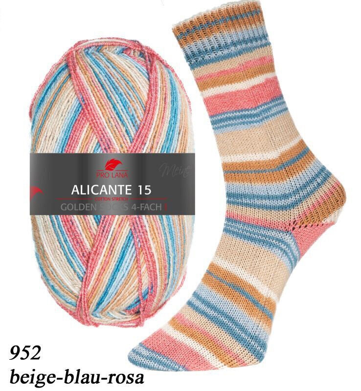 PRO LANA Golden Socks Alicante 16 Schurwolle Polyamid 100g/420m 4-fädig Sockenwolle strech