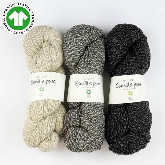 BC Garn SEMILLA PURA gots 100g/350m reine Schurwolle weich natur beige meliert GOTS