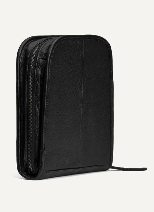 muud Voss Case Nadeletui hochwertiges Leder handgefertigtes Stricketui black whisky rich brown