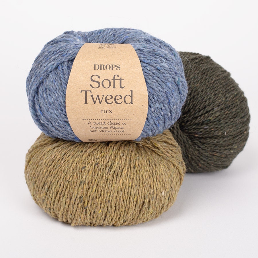 Drops SOFT TWEED mix uni 50g/130m Merino Alpaka Viskose weich warm - mulesingfrei