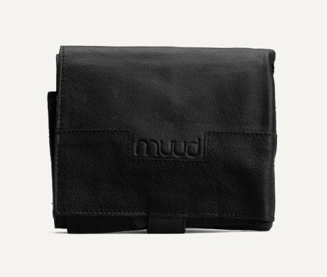 muud Stockholm Case Nadeletui Leder hochwertiges, handgefertigtes Stricketui black whisky