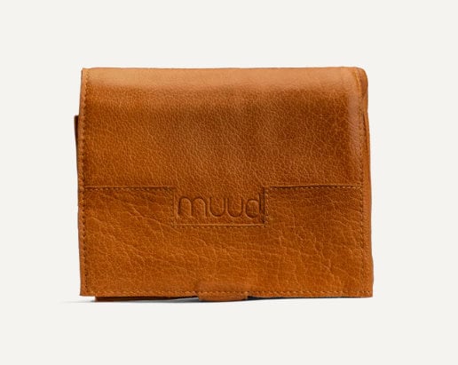 muud Stockholm Case Nadeletui Leder hochwertiges, handgefertigtes Stricketui black whisky