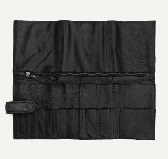 muud Stockholm Case Nadeletui Leder hochwertiges, handgefertigtes Stricketui black whisky