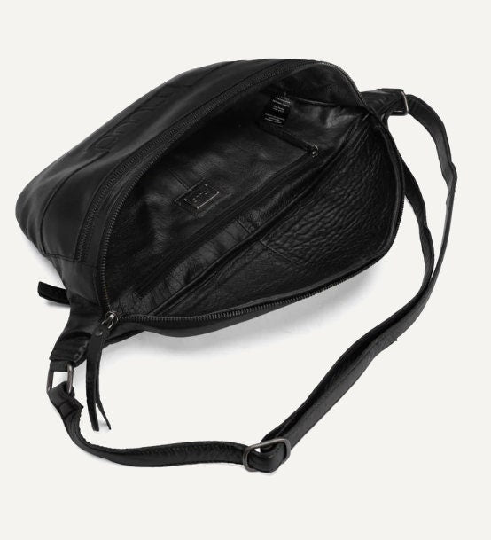 muud Vegas XL Gürteltasche Leder handgefertigte Umhängetasche Crossbody black whisky