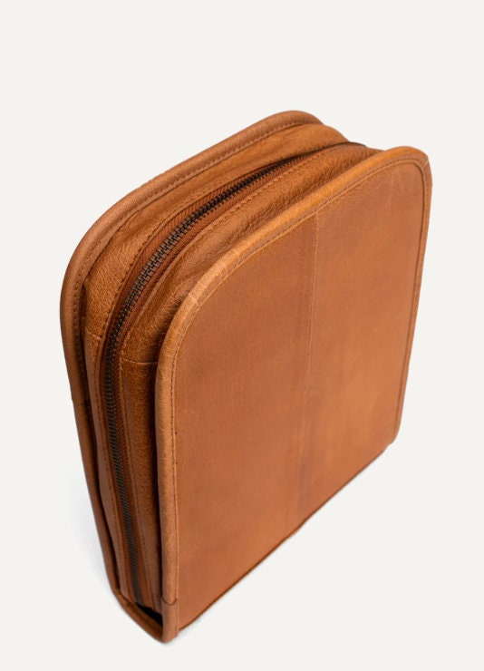 muud Voss Case Nadeletui hochwertiges Leder handgefertigtes Stricketui black whisky rich brown