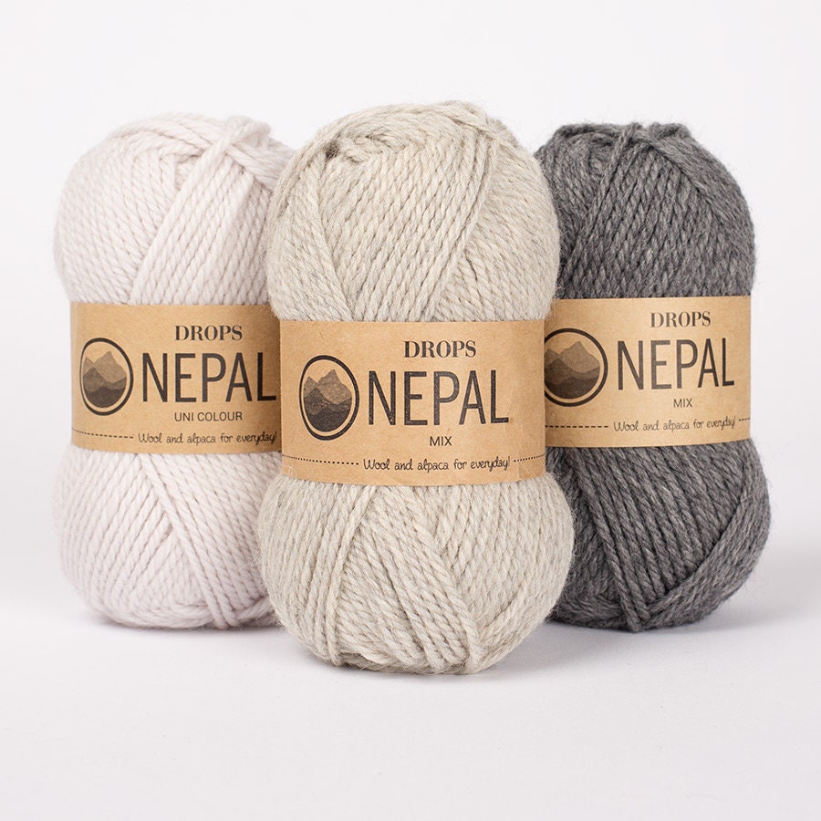 Drops NEPAL mix uni 50g/75 m Schurwolle Alpaka weich - mulesingfrei Aran