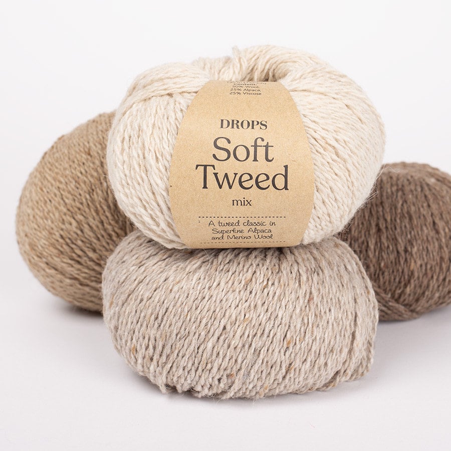 Drops SOFT TWEED mix uni 50g/130m Merino Alpaka Viskose weich warm - mulesingfrei