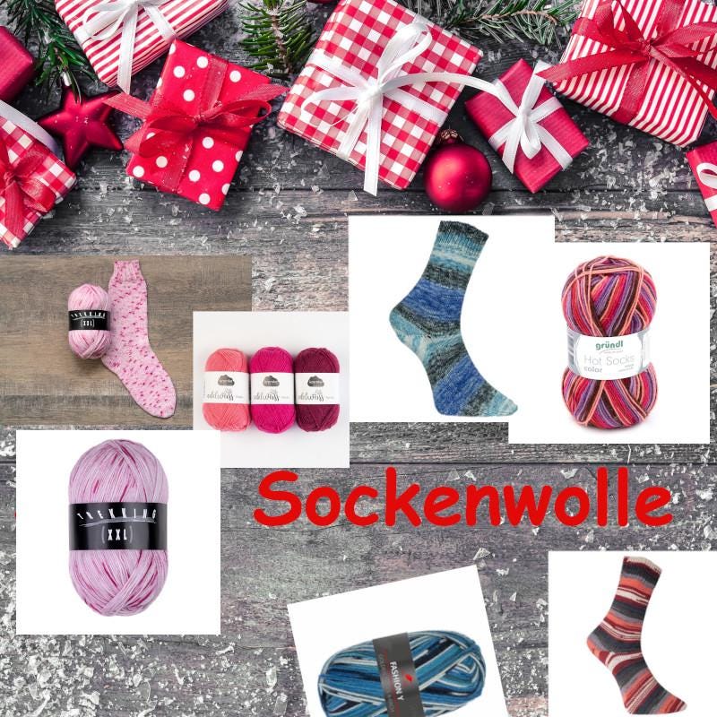 625 g Sockenwolle GESCHENKPAKET Schurwolle Polyamid 4-fädig. 6- fädig, 8-fädig Weihnachten Advent