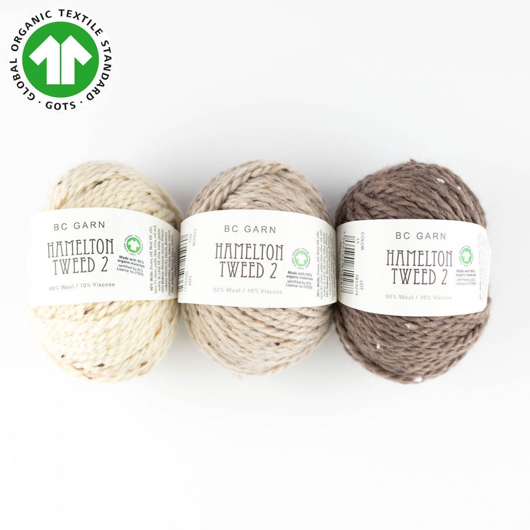 BC Garn Hamelton Tweed 2 weich 50g/60m GOTS edel Schurwolle Viskose mulesingfrei NS 6-8 mm