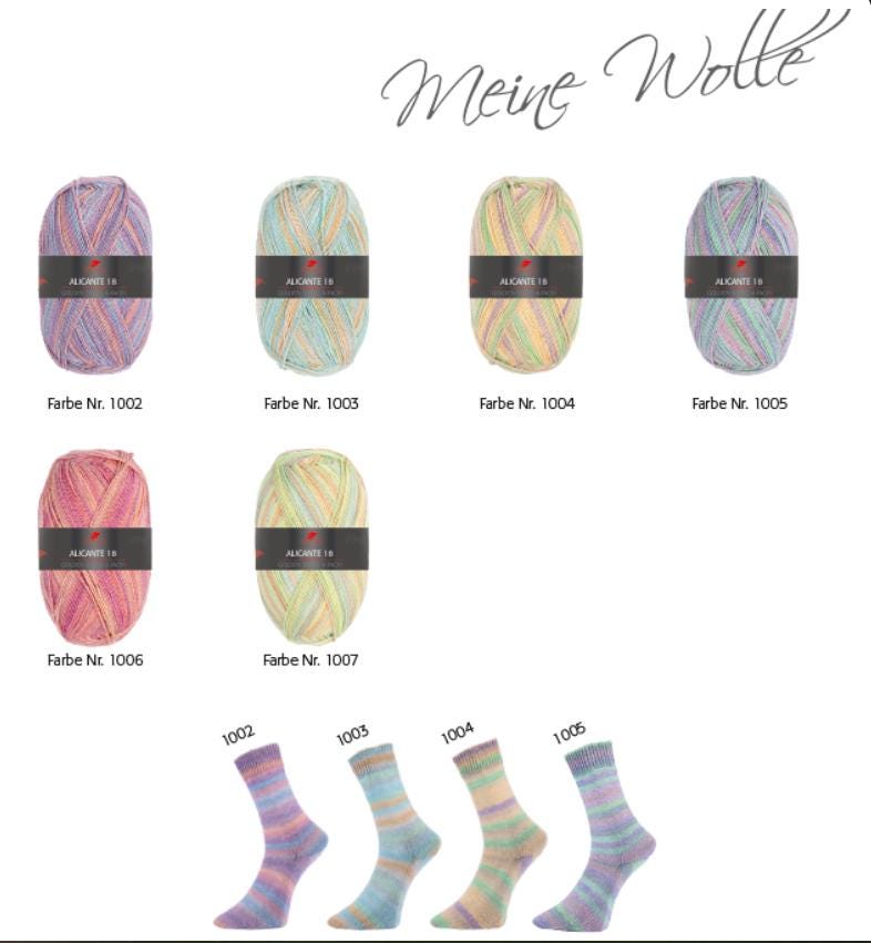 PRO LANA Golden Socks Alicante 18 Schurwolle Polyamid Knäuel 100g/420m 4-fädig Sockenwolle strech