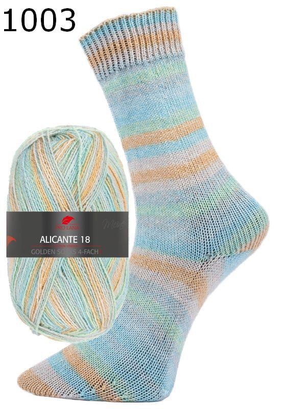 PRO LANA Golden Socks Alicante 18 Schurwolle Polyamid Knäuel 100g/420m 4-fädig Sockenwolle strech