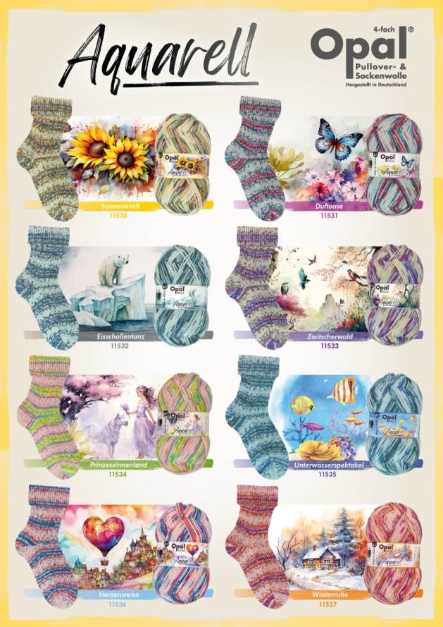 OPAL Sockenwolle 4-fach AQUARELL Schurwolle Polyamid 100g/425 m 4-fädig Socken