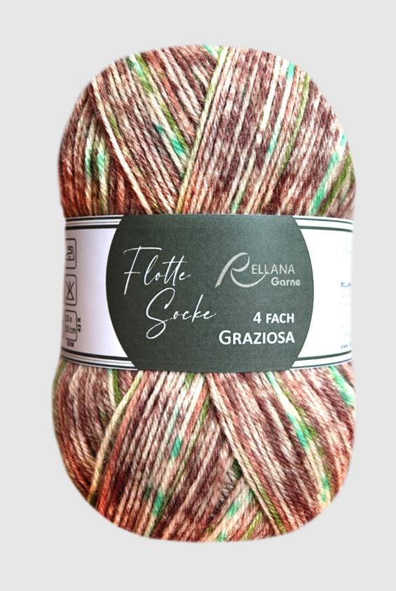 Sockenwolle RELLANA Flotte Socke GRAZIOSA Lauflänge 420m/100g  superwash Muster aus dem Knäuel 4-fach NEU