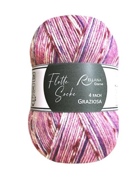 Sockenwolle RELLANA Flotte Socke GRAZIOSA Lauflänge 420m/100g  superwash Muster aus dem Knäuel 4-fach NEU
