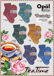 OPAL Sockenwolle 4-fach BEAUTY Tea Time 100g/425 m 4-fädig Edelweiss Socken