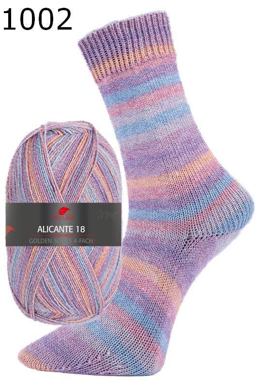 PRO LANA Golden Socks Alicante 18 Schurwolle Polyamid Knäuel 100g/420m 4-fädig Sockenwolle strech