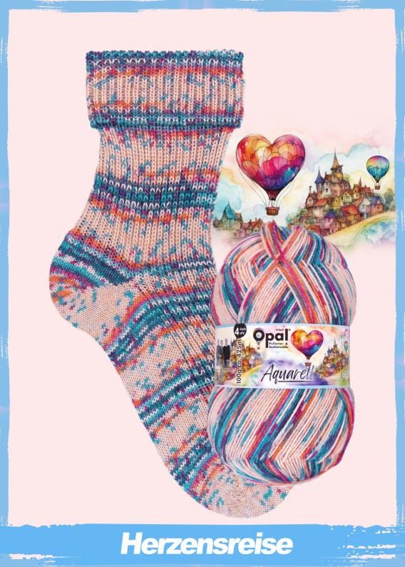 OPAL Sockenwolle 4-fach AQUARELL Schurwolle Polyamid 100g/425 m 4-fädig Socken
