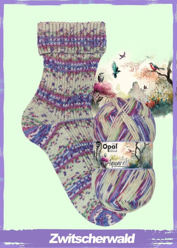 OPAL Sockenwolle 4-fach AQUARELL Schurwolle Polyamid 100g/425 m 4-fädig Socken