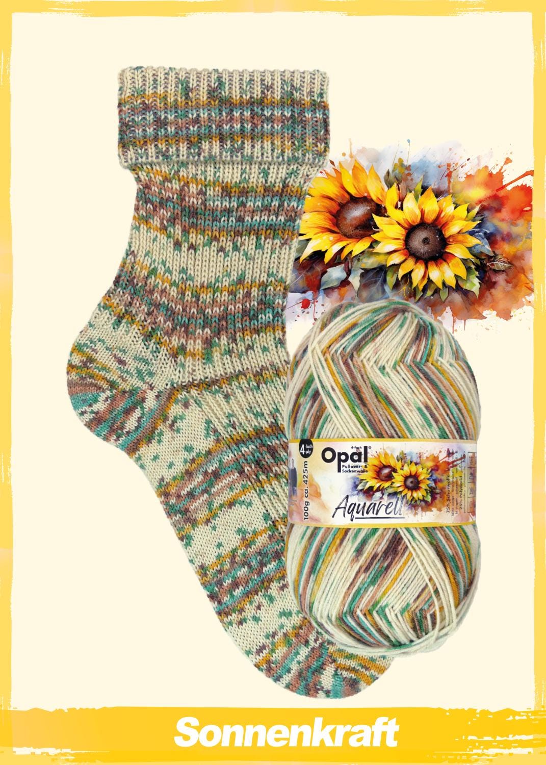 OPAL Sockenwolle 4-fach AQUARELL Schurwolle Polyamid 100g/425 m 4-fädig Socken