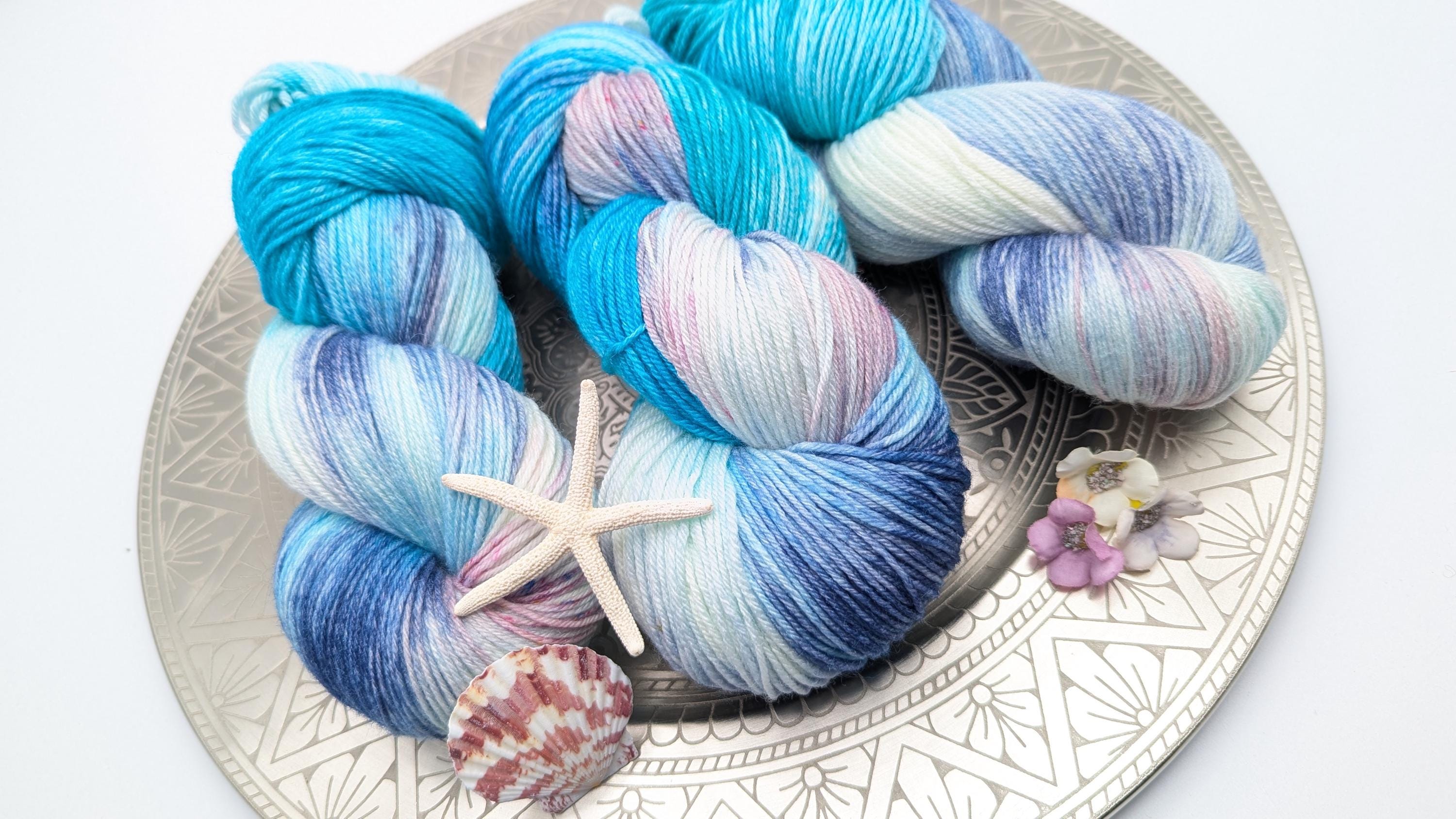 HANDGEFÄRBTES Luxusgarn SEIDENSTRASSE 100g/400m Seide Merino extrafine "Südsee Beauty" türkis