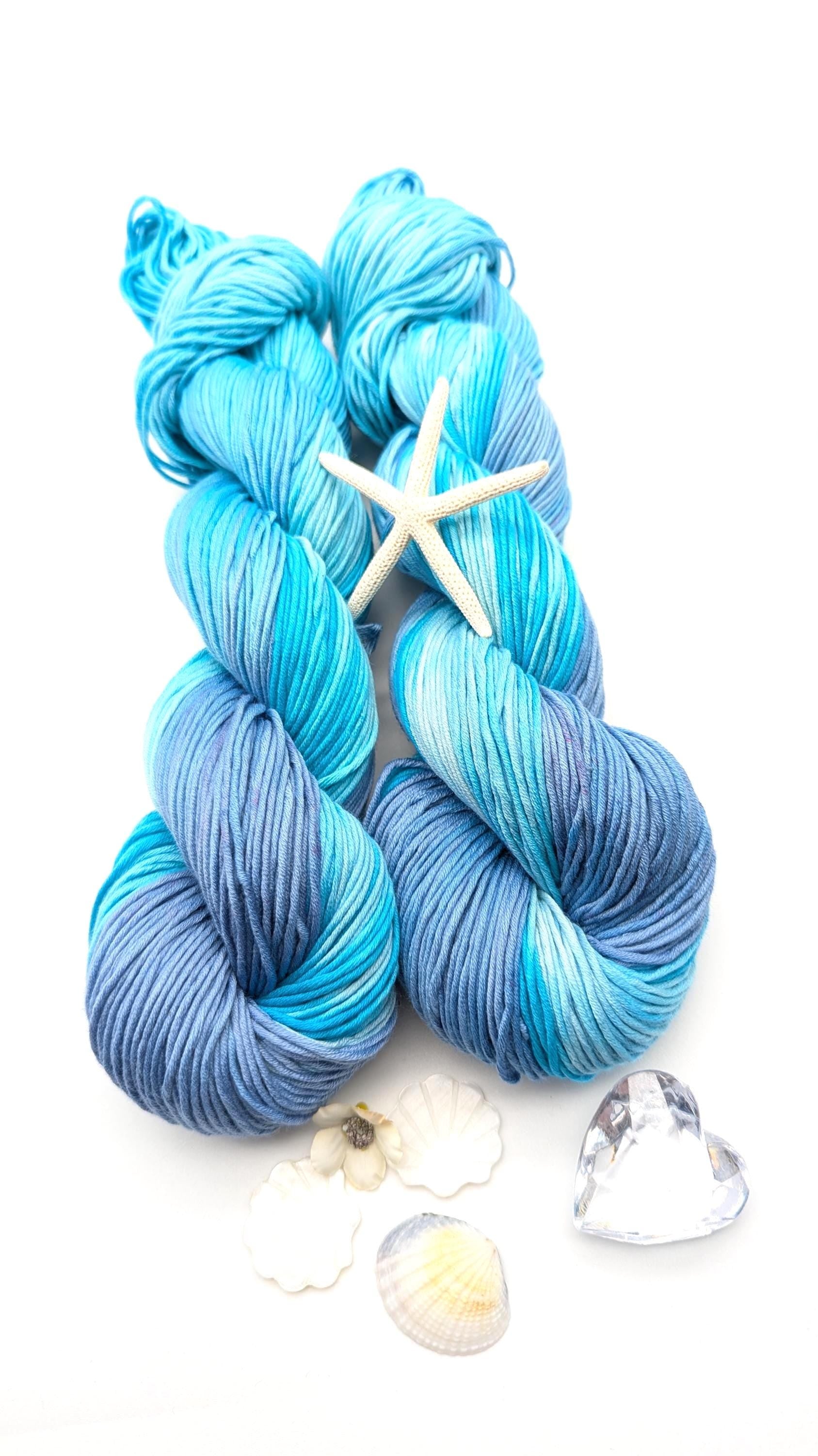 Handgefärbtes Baumwollgarn Pima Cotton 100g/212m "Südseeträume" NS 5 handdyed blau türkis