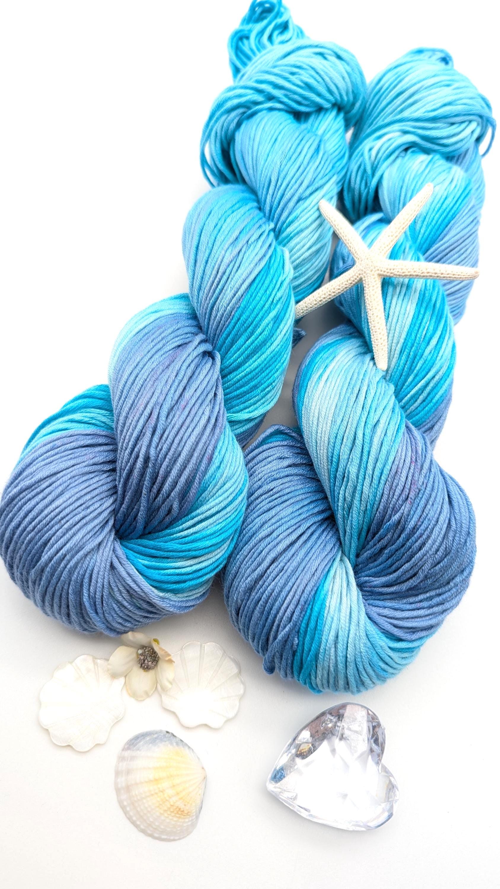 Handgefärbtes Baumwollgarn Pima Cotton 100g/212m "Südseeträume" NS 5 handdyed blau türkis
