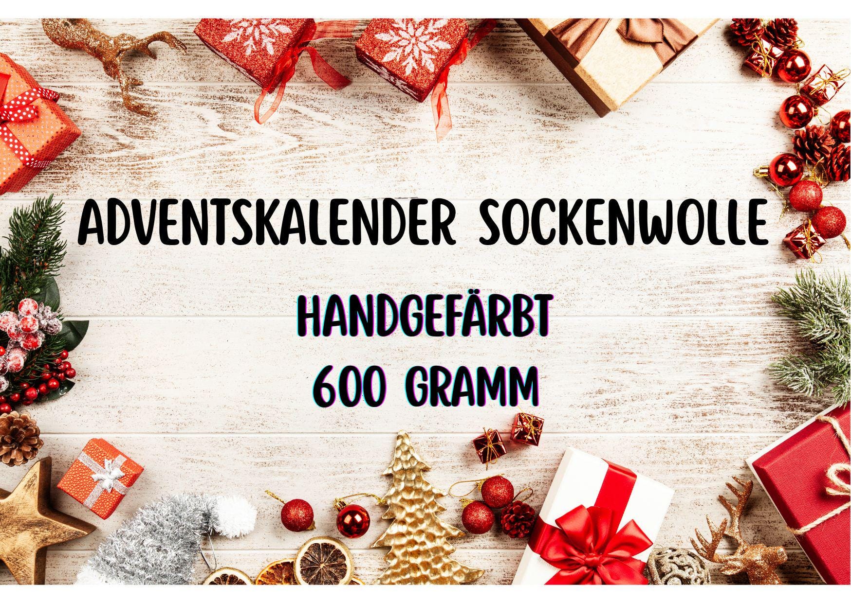 ADVENTSKALENDER 600 g Handgefärbt Sockenwolle 4- fach, 100g/420m mulesingfrei
