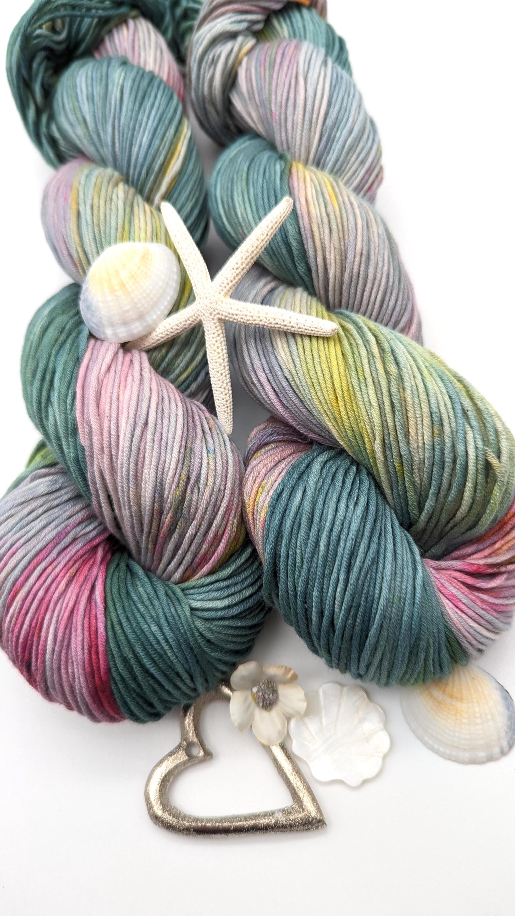 Handgefärbtes Baumwollgarn Pima Cotton 100g/212m reine Baumwolle "Unterwasserparadies" NS 5 blau türkis