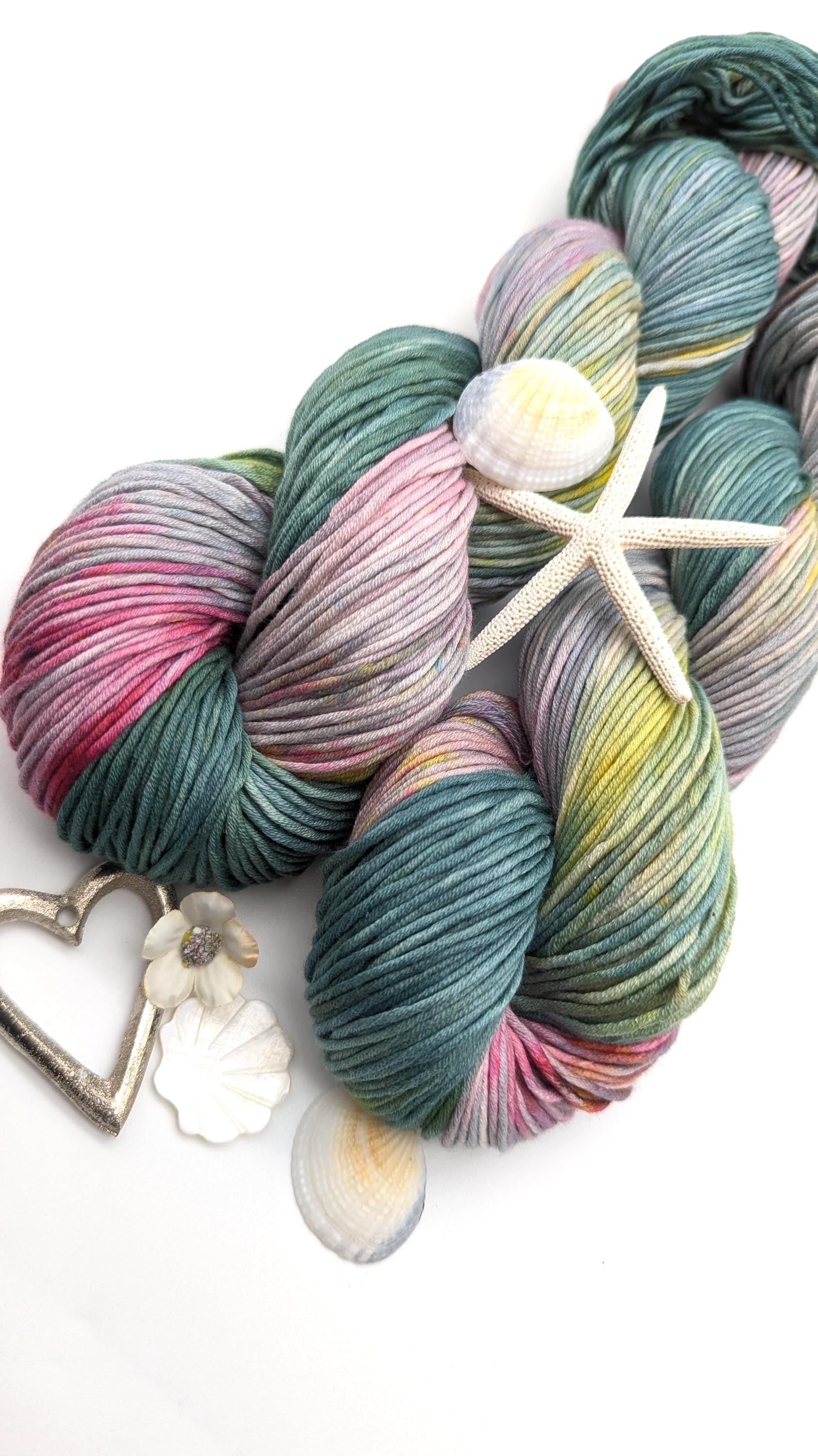 Handgefärbtes Baumwollgarn Pima Cotton 100g/212m reine Baumwolle "Unterwasserparadies" NS 5 blau türkis