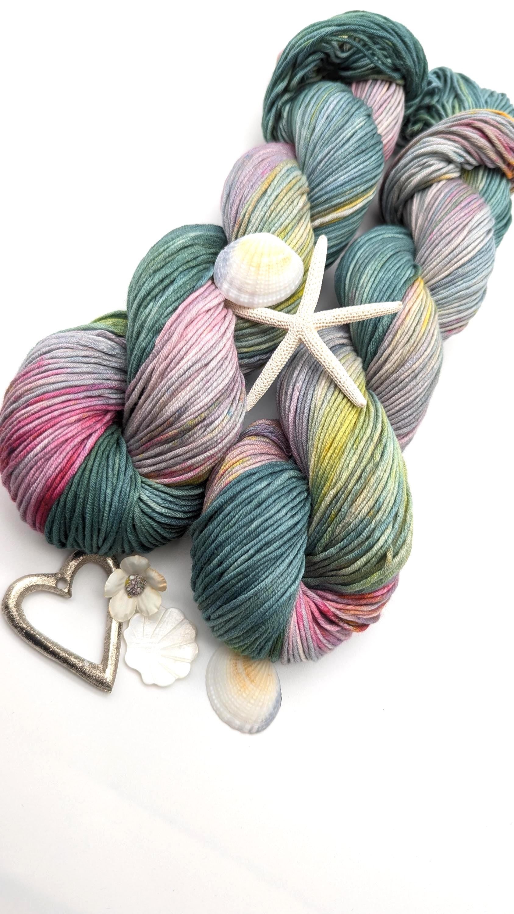 Handgefärbtes Baumwollgarn Pima Cotton 100g/212m reine Baumwolle "Unterwasserparadies" NS 5 blau türkis