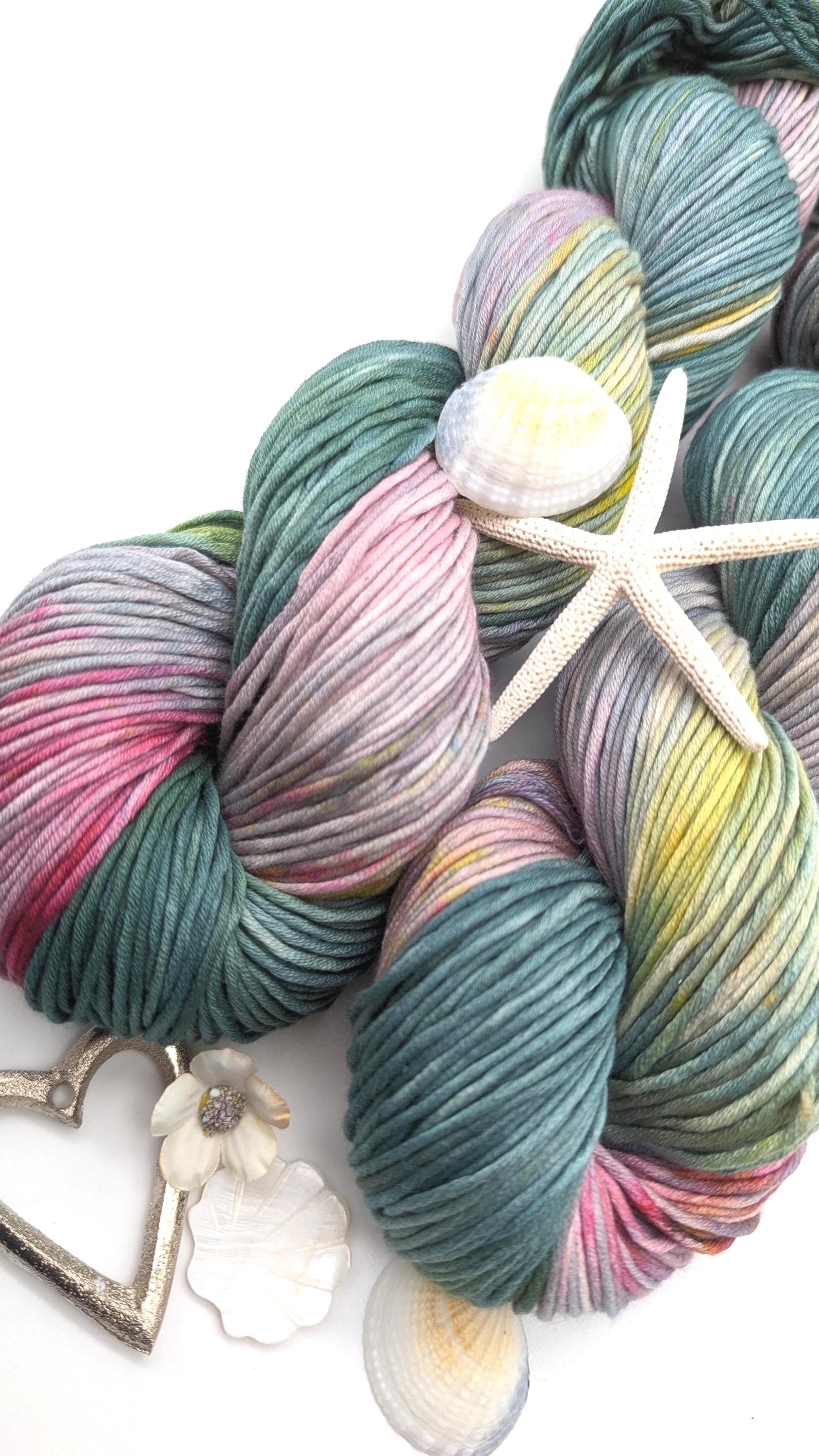 Handgefärbtes Baumwollgarn Pima Cotton 100g/212m reine Baumwolle "Unterwasserparadies" NS 5 blau türkis